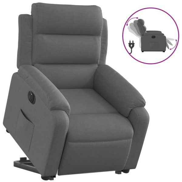 Poltrona Alzapersona Reclinabile Elettrica Grigio Scuro Tessuto - Image 2