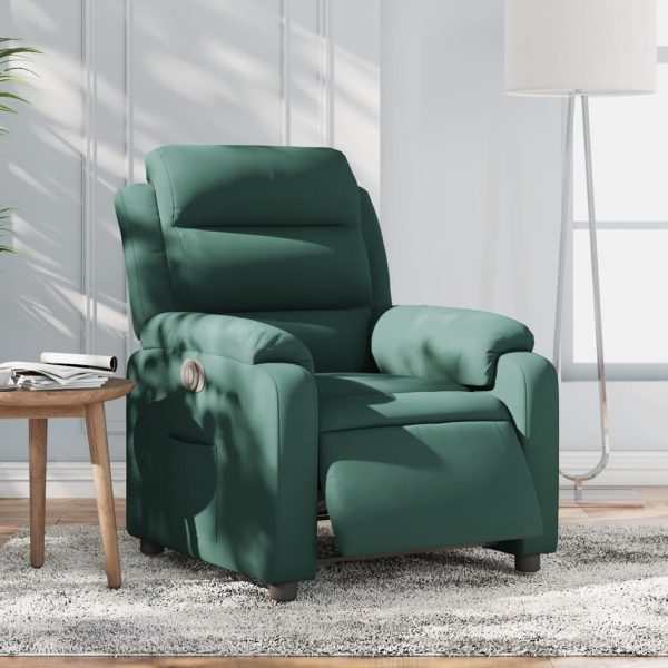 Poltrona Elettrica Reclinabile Verde Scuro In Vera Pelle