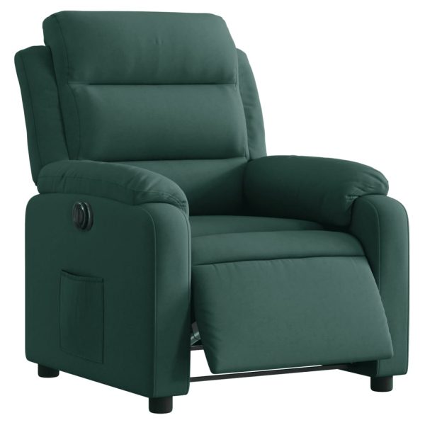 Poltrona Elettrica Reclinabile Verde Scuro In Vera Pelle - Image 3