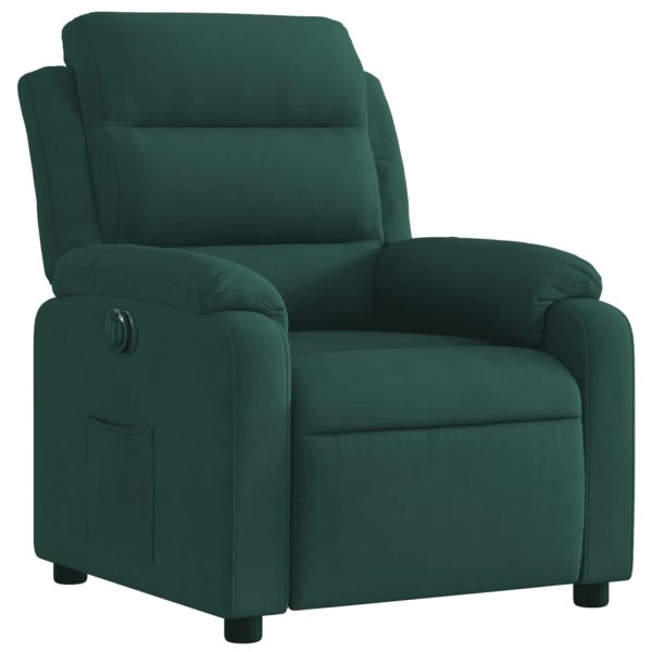 Poltrona Elettrica Reclinabile Verde Scuro In Vera Pelle - Image 4