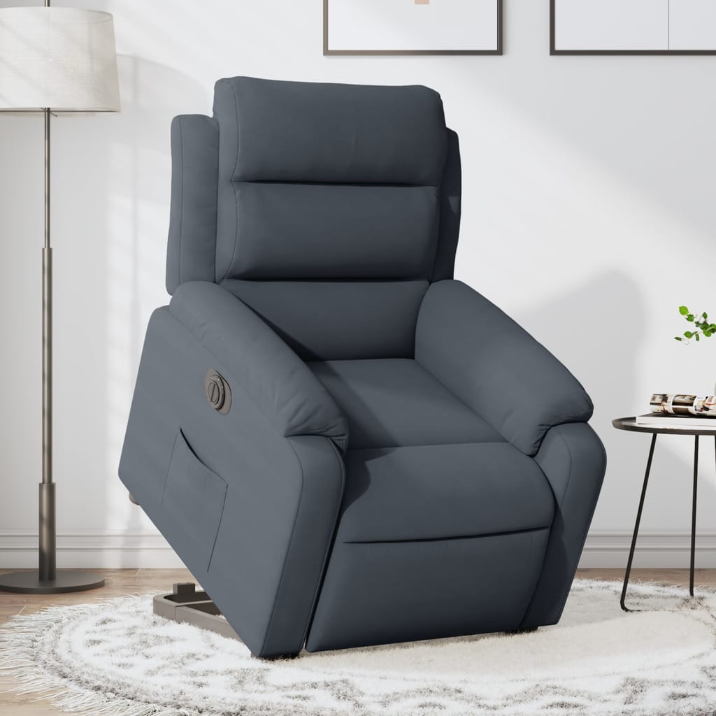Poltrona Alzapersona Reclinabile Elettrica Grigio Scuro Velluto