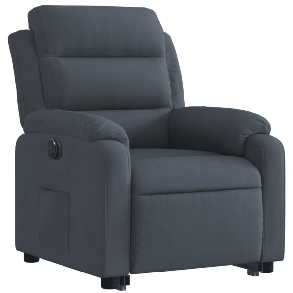 Poltrona Alzapersona Reclinabile Elettrica Grigio Scuro Velluto - Image 3