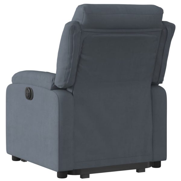 Poltrona Alzapersona Reclinabile Elettrica Grigio Scuro Velluto - Image 4