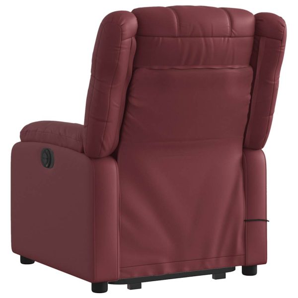 Poltrona Alzapersone Massaggi Reclinabile Rosso Vino Similpelle - Image 5