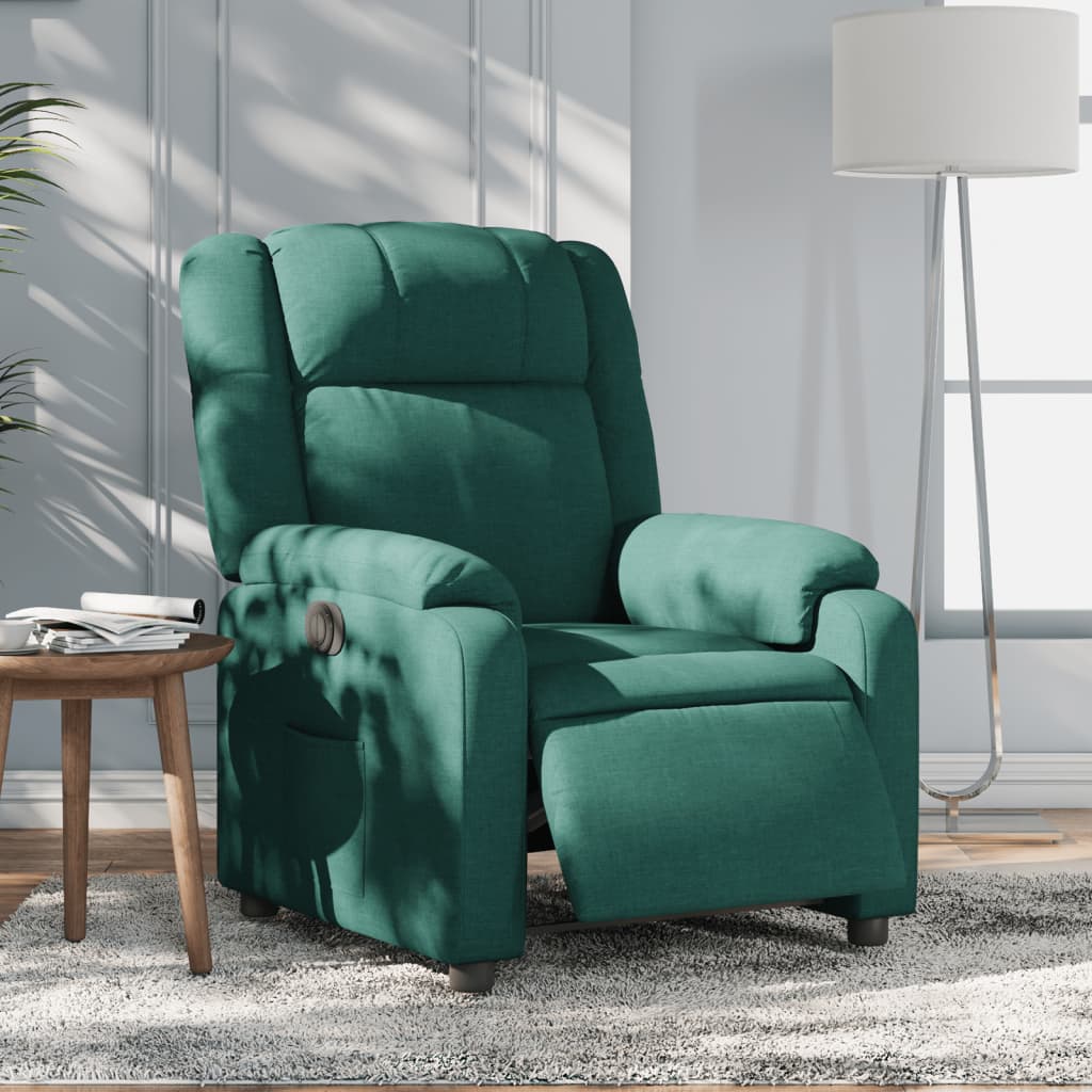 Poltrona Elettrica Reclinabile Verde Scuro In Tessuto