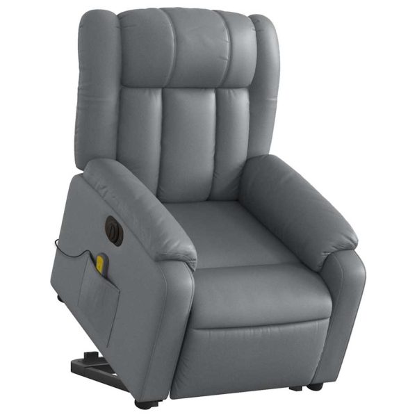 Poltrona Alzapersona Elettrica Reclinabile Grigio In Similpelle - Image 3
