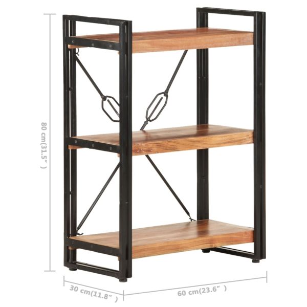 Libreria A 3 Ripiani 60x30x80 Cm In Legno Massello Di Acacia - Image 5