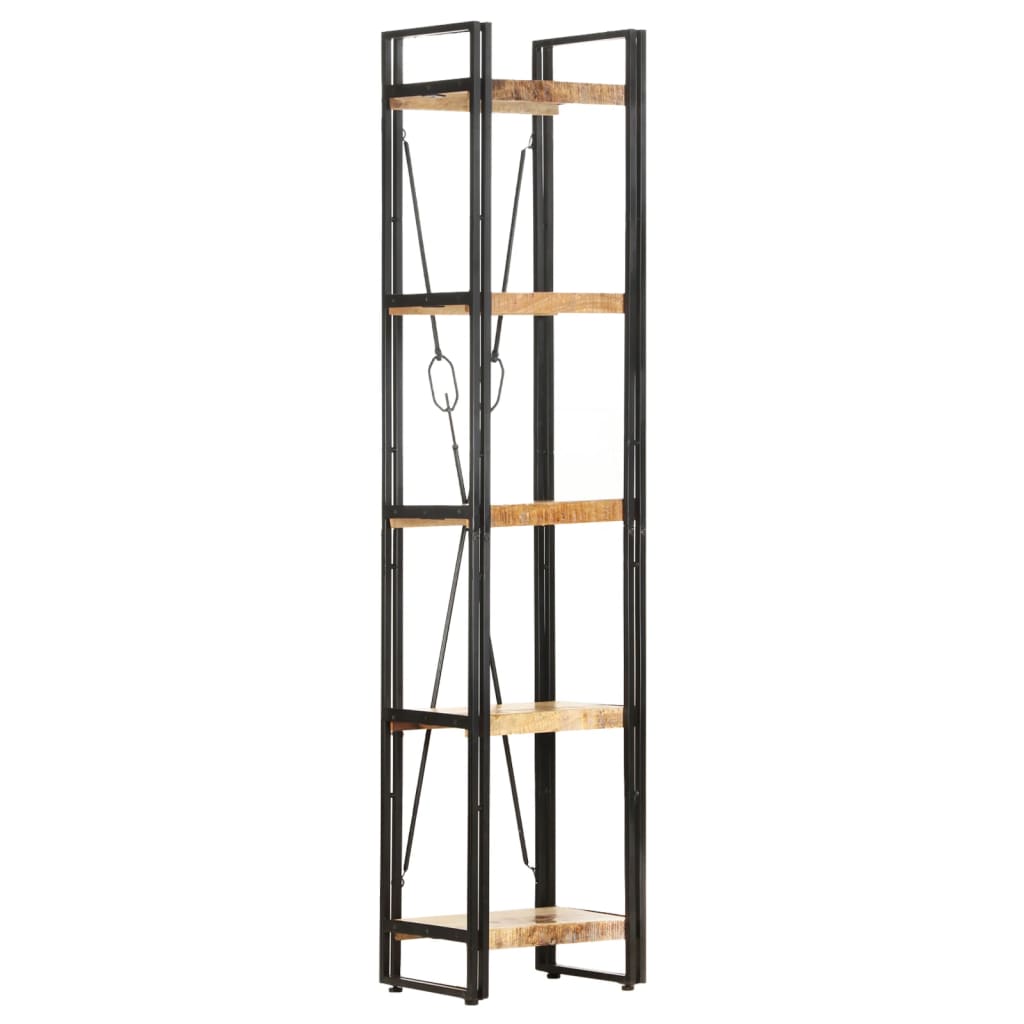 Libreria A 5 Ripiani 40x30x180 Cm In Legno Massello Di Mango