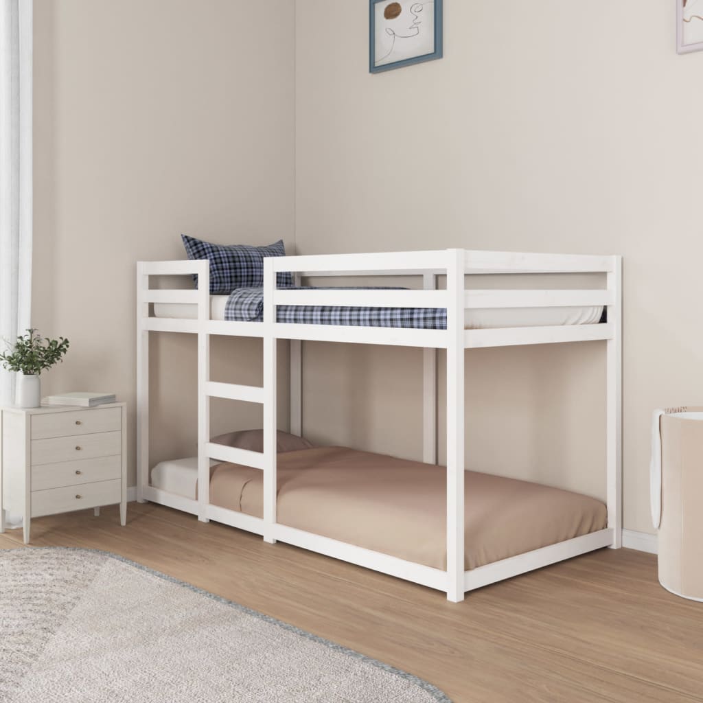 Letto A Castello Senza Materasso Bianco 90x190cm Massello Pino - Image 4
