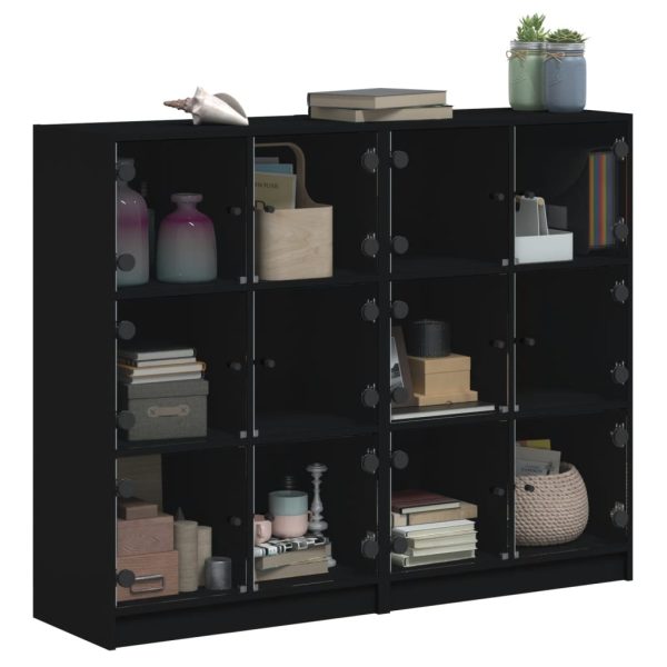 Libreria Con Ante Nera 136x37x109 Cm In Legno Multistrato - Image 5
