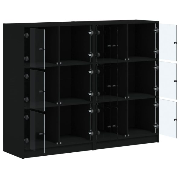 Libreria Con Ante Nera 136x37x109 Cm In Legno Multistrato - Image 6