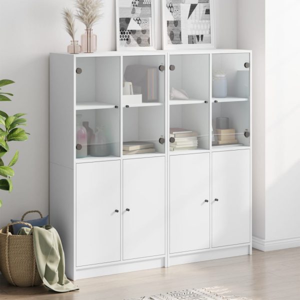 Libreria Con Ante Bianca 136x37x142 Cm In Legno Multistrato - Image 3