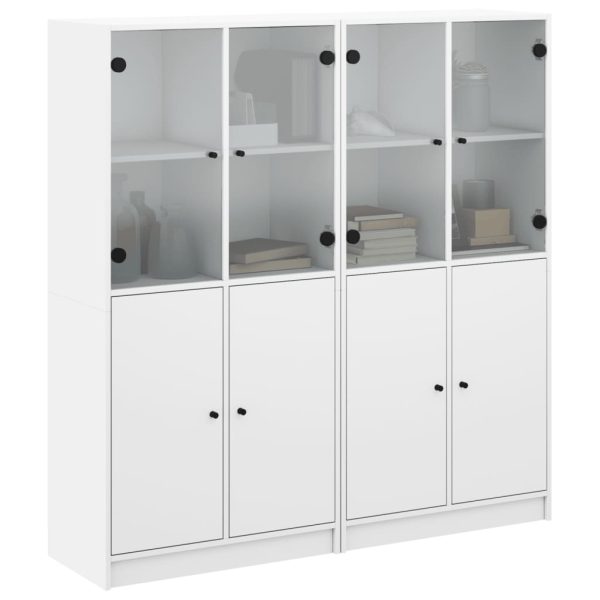 Libreria Con Ante Bianca 136x37x142 Cm In Legno Multistrato - Image 5