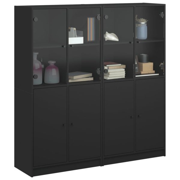 Libreria Con Ante Nera 136x37x142 Cm In Legno Multistrato - Image 5