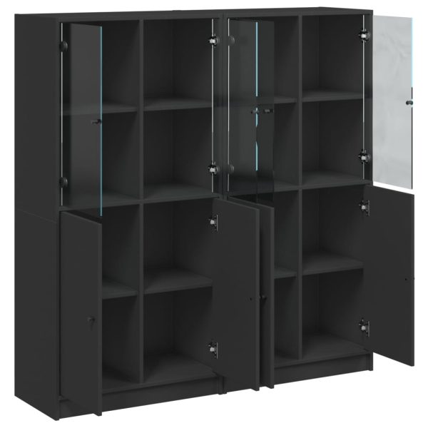 Libreria Con Ante Nera 136x37x142 Cm In Legno Multistrato - Image 6