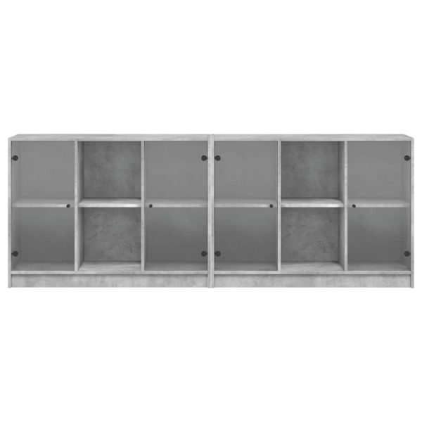 Libreria Con Ante Grigio Cemento 204x37x75 Cm Legno Multistrato - Image 6