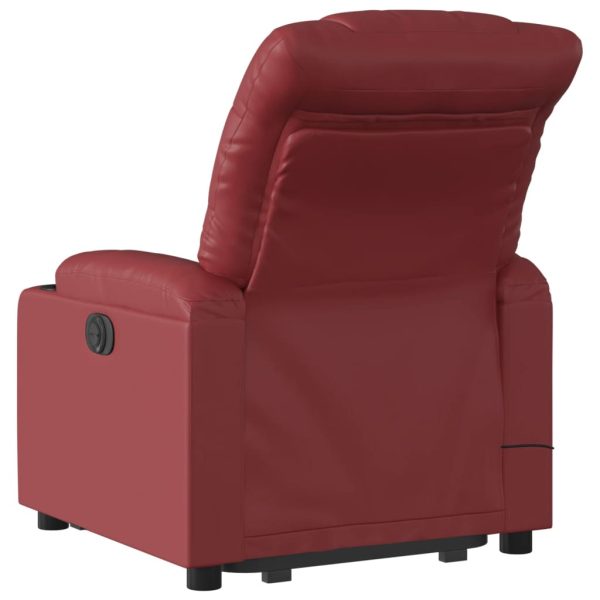 Poltrona Alzapersone Massaggi Reclinabile Rosso Vino Similpelle - Image 5