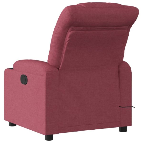 Poltrona Massaggiante Reclinabile Elettrica Rosso Vino Tessuto - Image 5