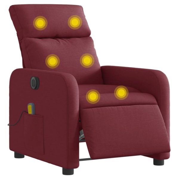 Poltrona Massaggiante Reclinabile Elettrica Rosso Vino Tessuto - Image 3