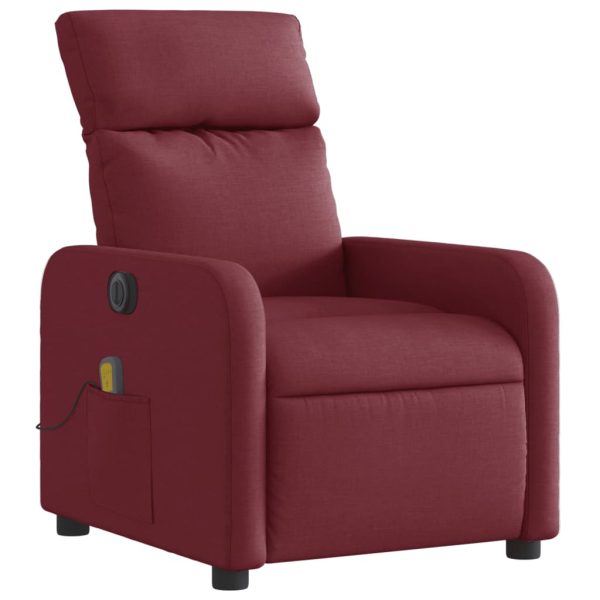 Poltrona Massaggiante Reclinabile Elettrica Rosso Vino Tessuto - Image 4