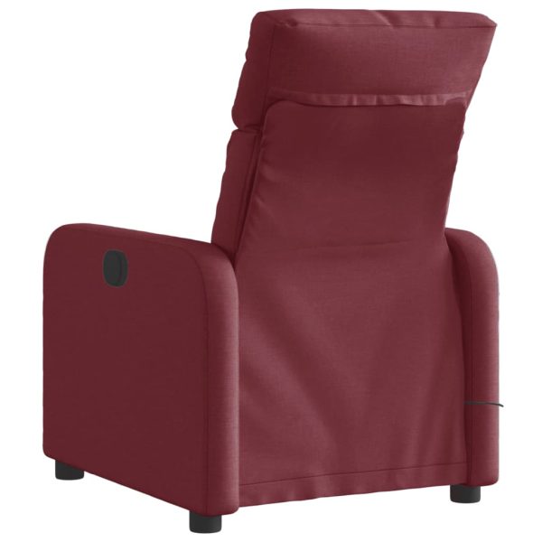 Poltrona Massaggiante Reclinabile Elettrica Rosso Vino Tessuto - Image 5
