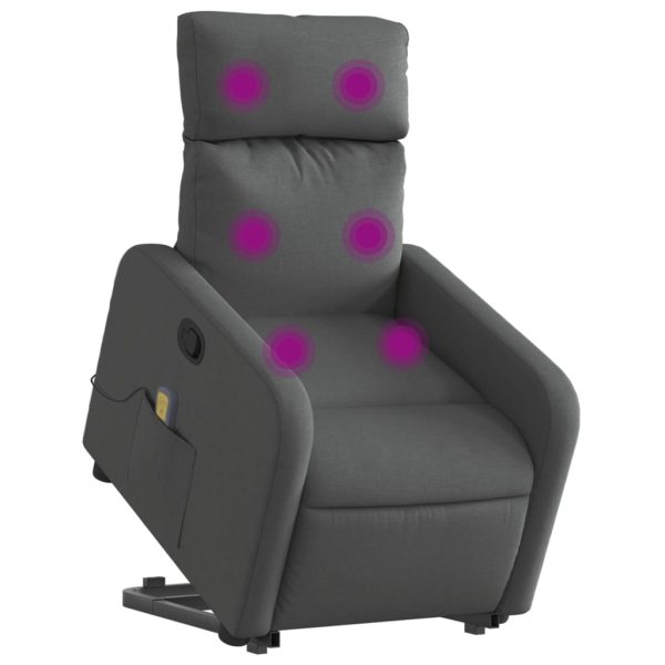 Poltrona Alzapersona Massaggi Reclinabile Grigio Scuro Tessuto - Image 3