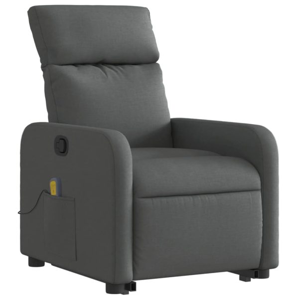 Poltrona Alzapersona Massaggi Reclinabile Grigio Scuro Tessuto - Image 4