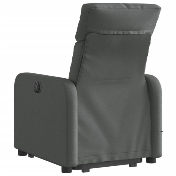 Poltrona Alzapersona Massaggi Reclinabile Grigio Scuro Tessuto - Image 5