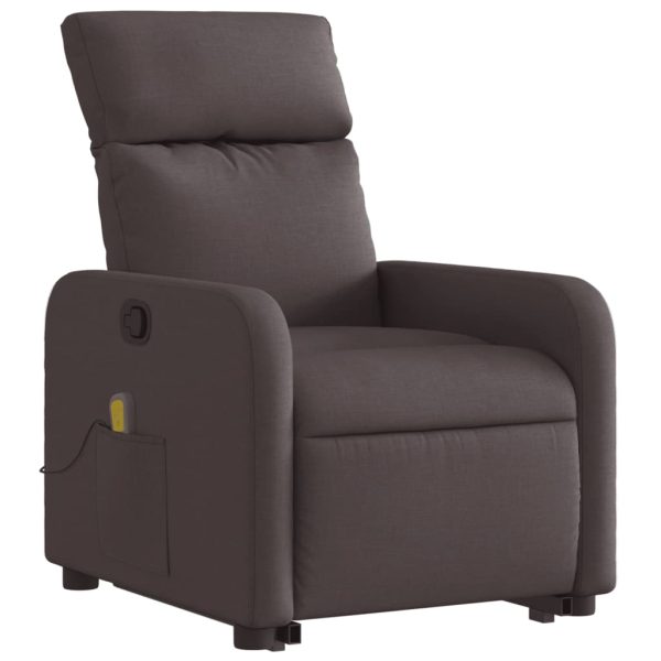 Poltrona Alzapersona Massaggi Reclinabile Marrone Scuro Tessuto - Image 4