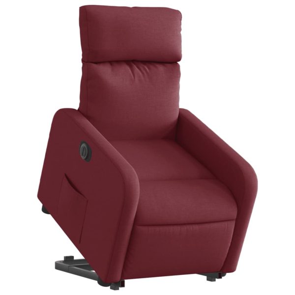 Poltrona Alzapersona Reclinabile Elettrica Rosso Vino Tessuto - Image 3