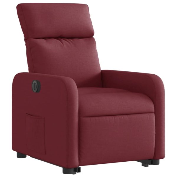 Poltrona Alzapersona Reclinabile Elettrica Rosso Vino Tessuto - Image 4