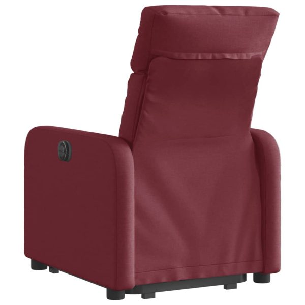 Poltrona Alzapersona Reclinabile Elettrica Rosso Vino Tessuto - Image 5