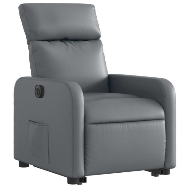 Poltrona Alzapersona Reclinabile Grigio In Similpelle - Image 3