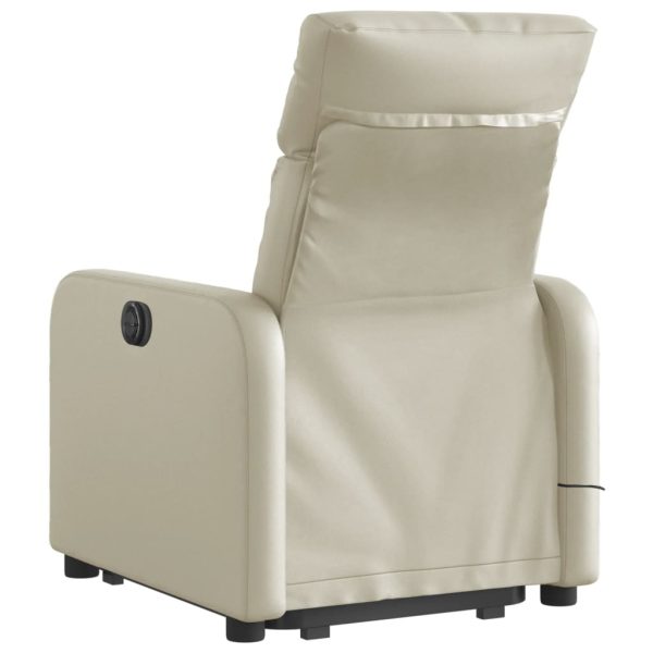 Poltrona Alzapersona Elettrica Reclinabile Crema In Similpelle - Image 4