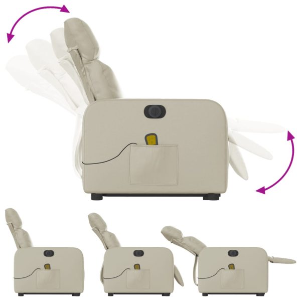 Poltrona Alzapersona Elettrica Reclinabile Crema In Similpelle - Image 6