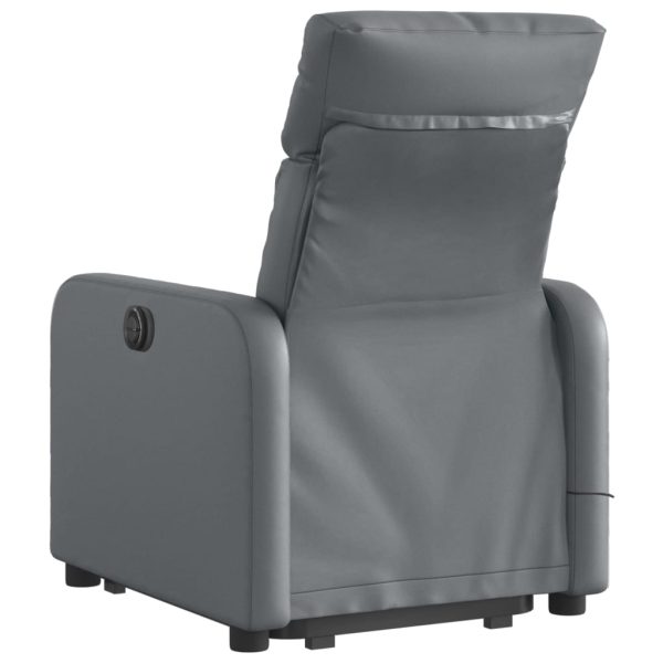 Poltrona Alzapersona Elettrica Reclinabile Grigio In Similpelle - Image 4