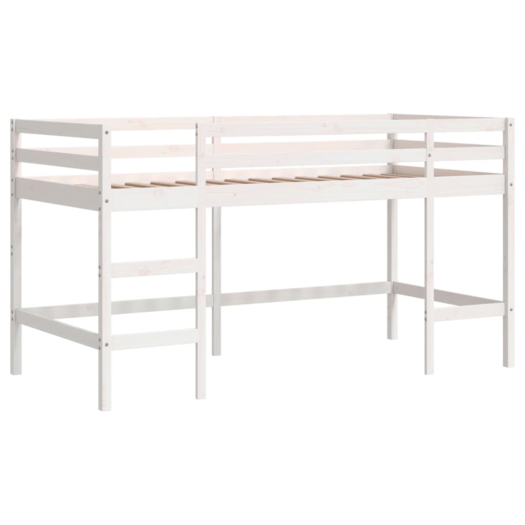 Letto A Soppalco Con Tende Bambini Blu 90x200 Cm Massello Pino - Image 6