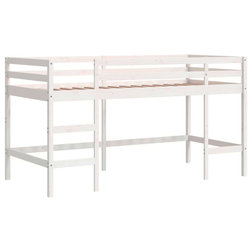 Letto A Soppalco Con Tende Bambini Rosa 90x200 Cm Massello Pino - Image 6
