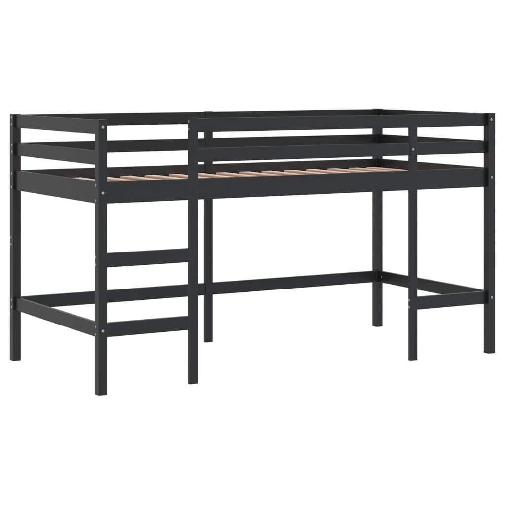 Letto A Soppalco Con Tende Bambini Rosa 90x200 Cm Massello Pino - Image 6