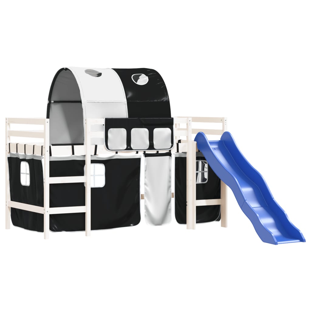 Letto A Soppalco Con Tunnel Bambini Bianco E Nero 90x200cm Pino - Image 4