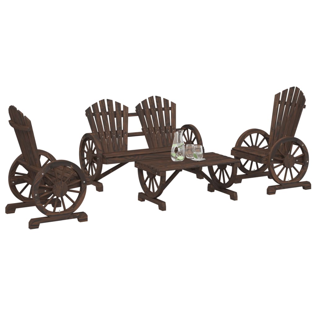 Set Salotto Da Giardino 4 Pz In Legno Massello Di Abete