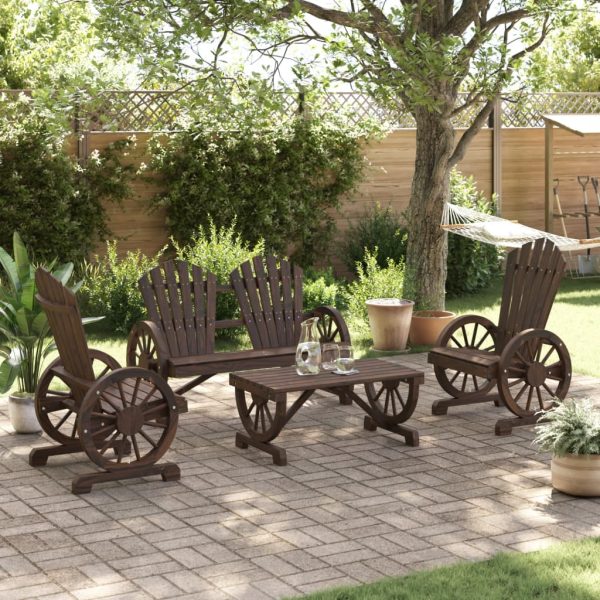 Set Salotto Da Giardino 4 Pz In Legno Massello Di Abete - Image 3