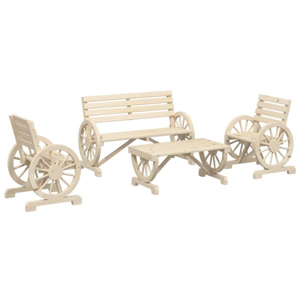 Set Salotto Da Giardino 4 Pz In Legno Massello Di Abete - Image 2