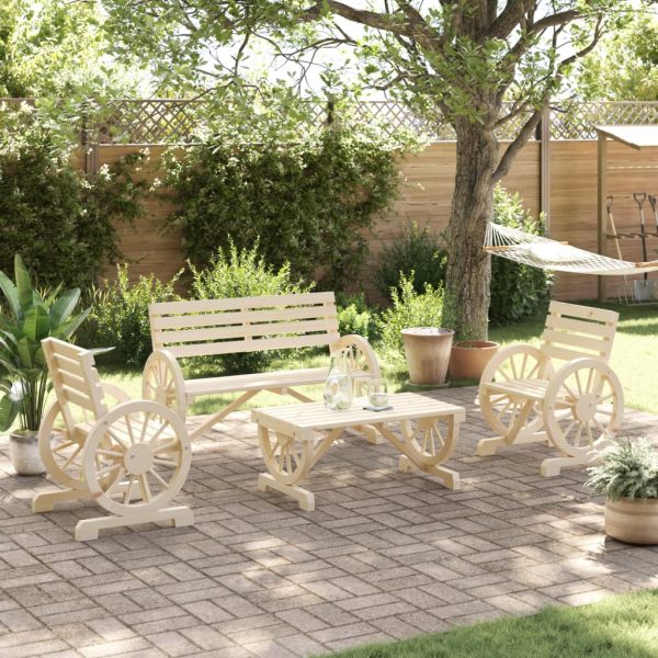 Set Salotto Da Giardino 4 Pz In Legno Massello Di Abete - Image 3