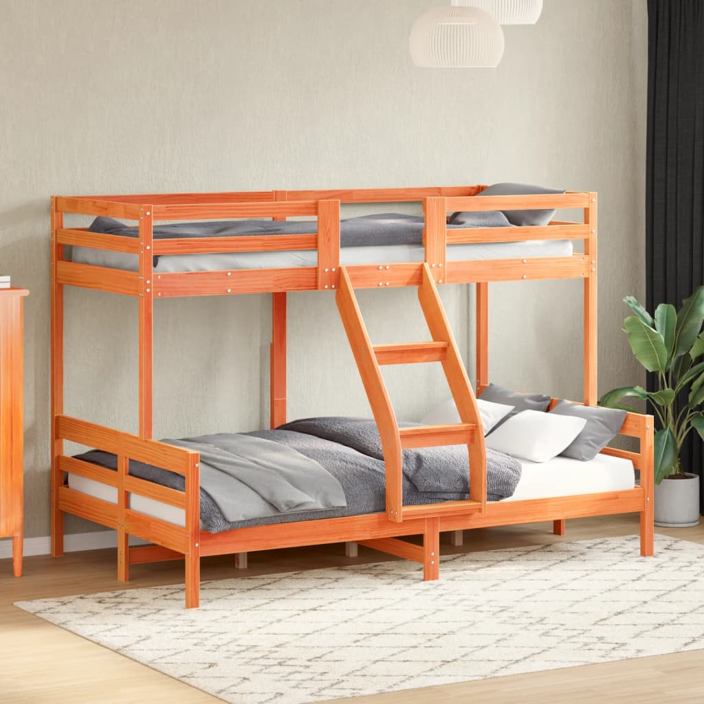 Letto A Castello 80x200/120x200 Cm Marrone Cera Massello Pino