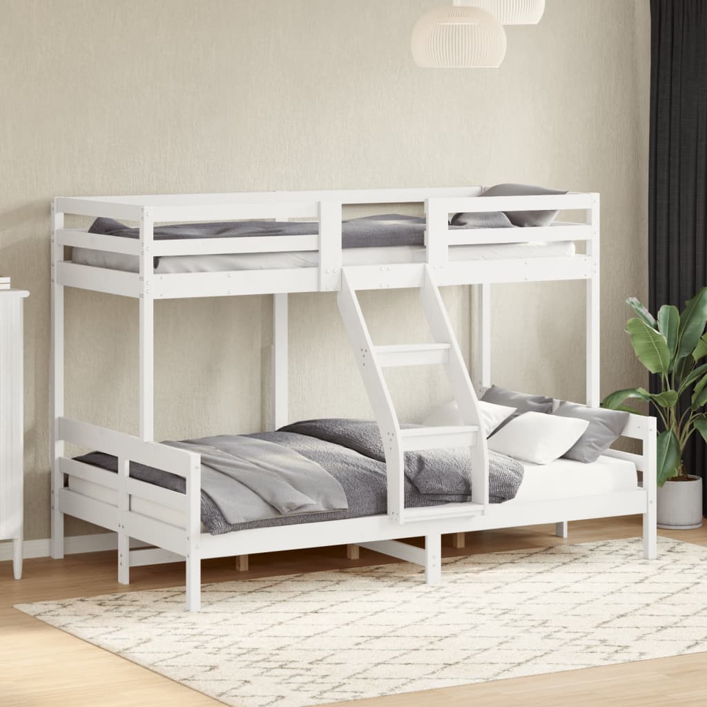 Letto A Castello 90x200/120x200cm Bianco Legno Massello Di Pino