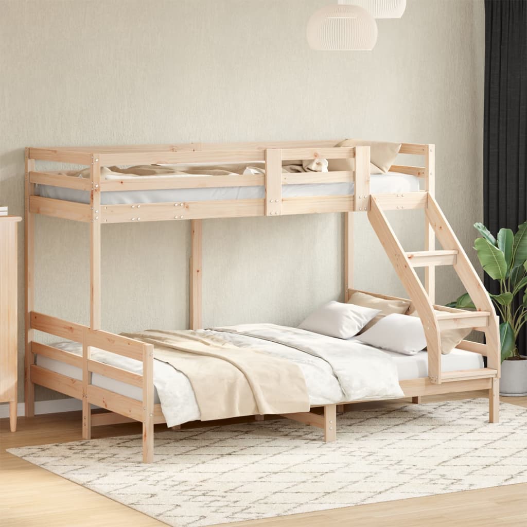 Letto A Castello 80x200/140x200 Cm In Legno Massello Di Pino