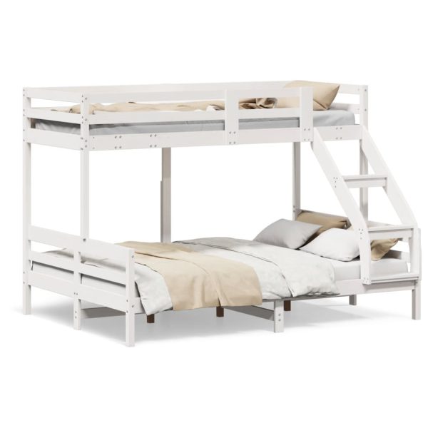 Letto A Castello 90x200/140x200cm Bianco Legno Massello Di Pino - Image 2