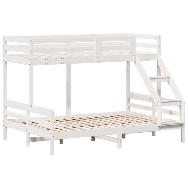 Letto A Castello 90x200/140x200cm Bianco Legno Massello Di Pino - Image 3