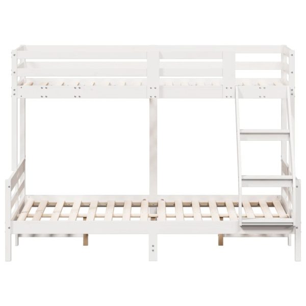 Letto A Castello 90x200/140x200cm Bianco Legno Massello Di Pino - Image 4